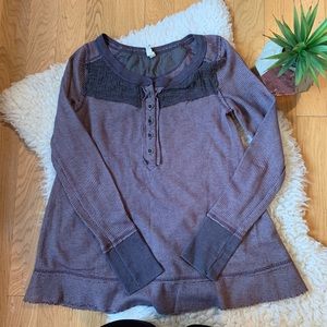FREE PEOPLE brown/grey long sleeve